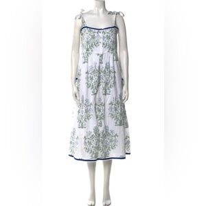 Juliet Dunn floral midi button up cotton  sun dress Sz 1